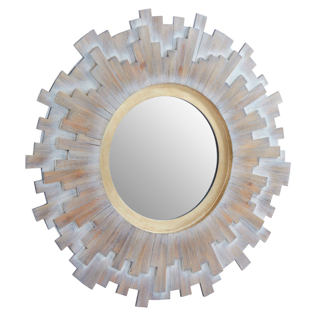 Sunburst Multilevels Wooden Wall Mirror
