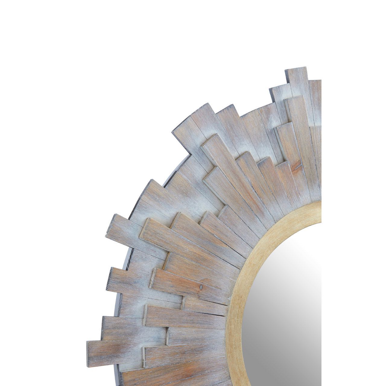 Sunburst Multilevels Wooden Wall Mirror