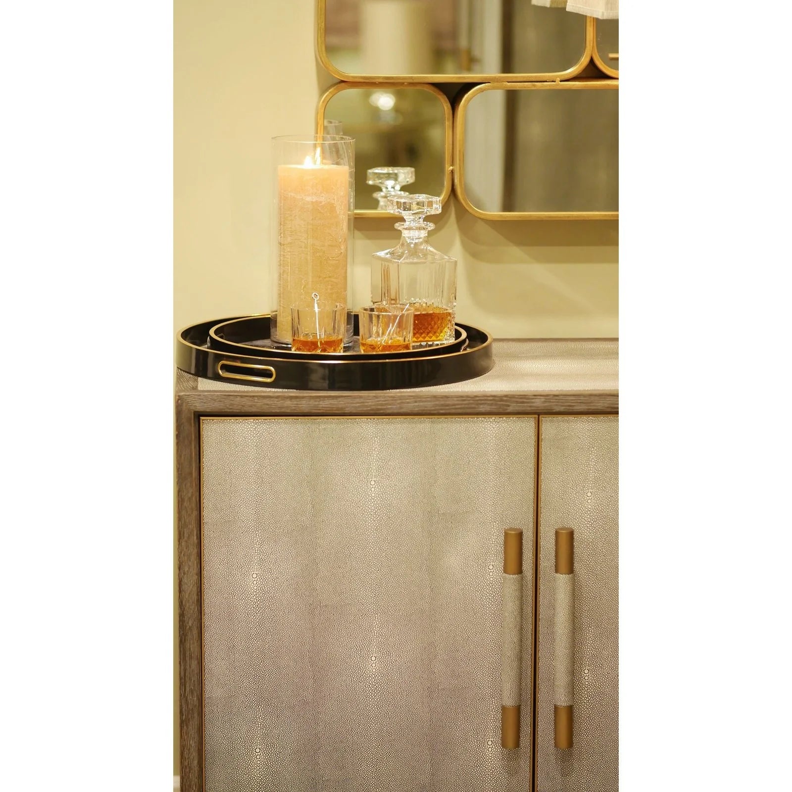 Mindy Brownes Palm Tree Tray - Gold & Black Finish