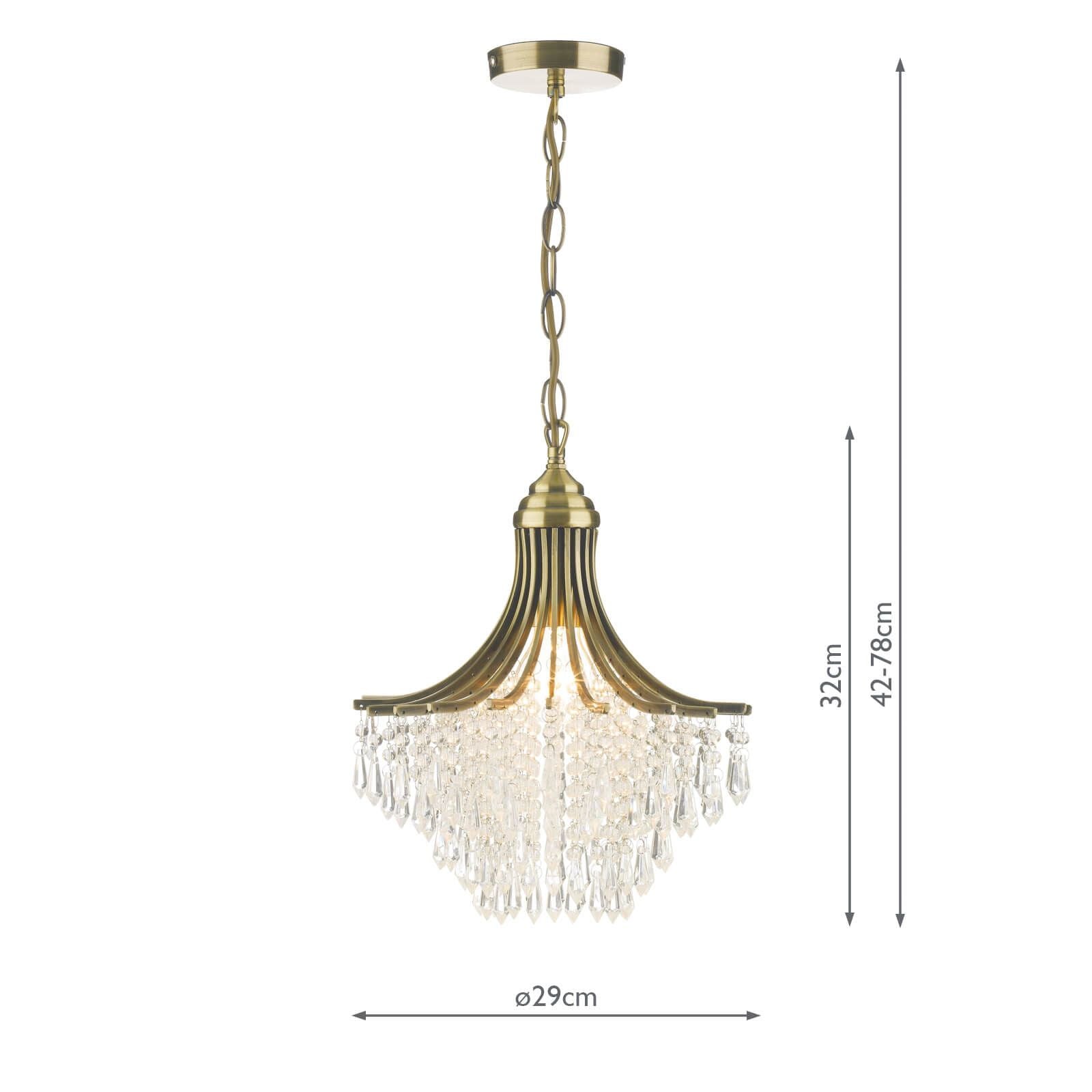 Suri 1 Light Crystal Ceiling Light Crystal -Antique Brass Finish