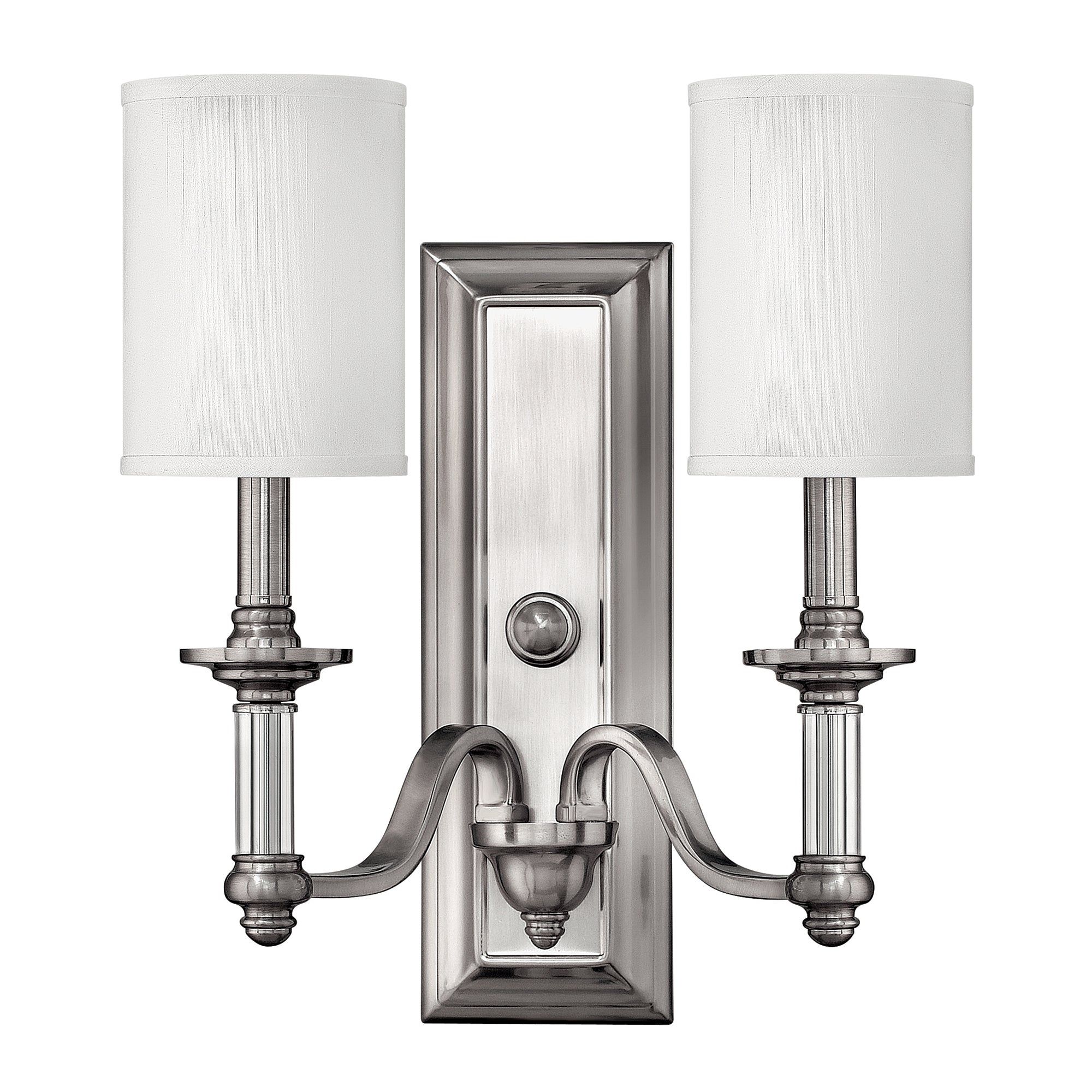 Sussex 2Lt Wall Light - Brushed Nickel Finish