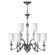 Sussex 9Lt Double Height Ceiling Light - Brushed Nickel Finish