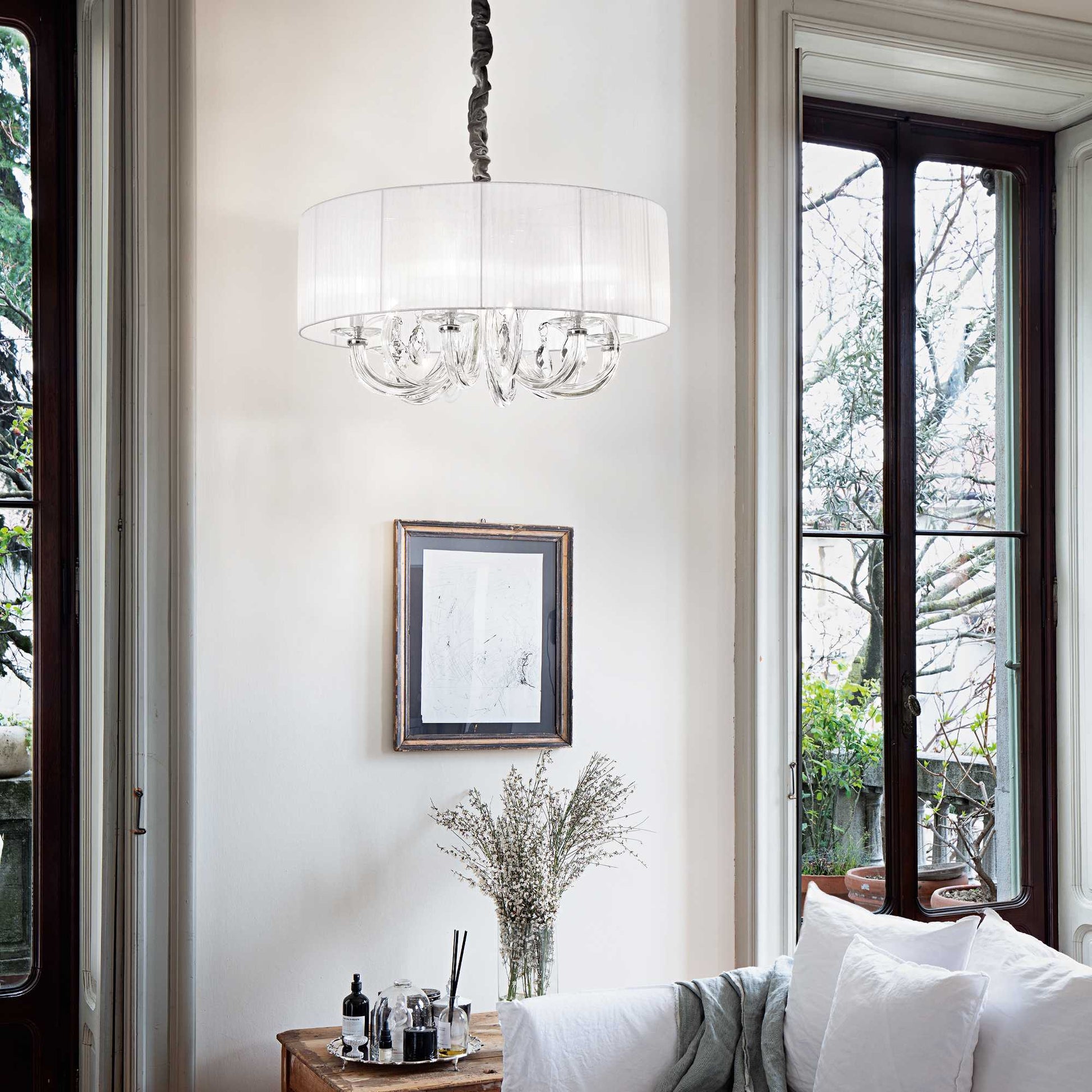 Swan Hanging Shade Light Fitting - White Finish - Cusack Lighting