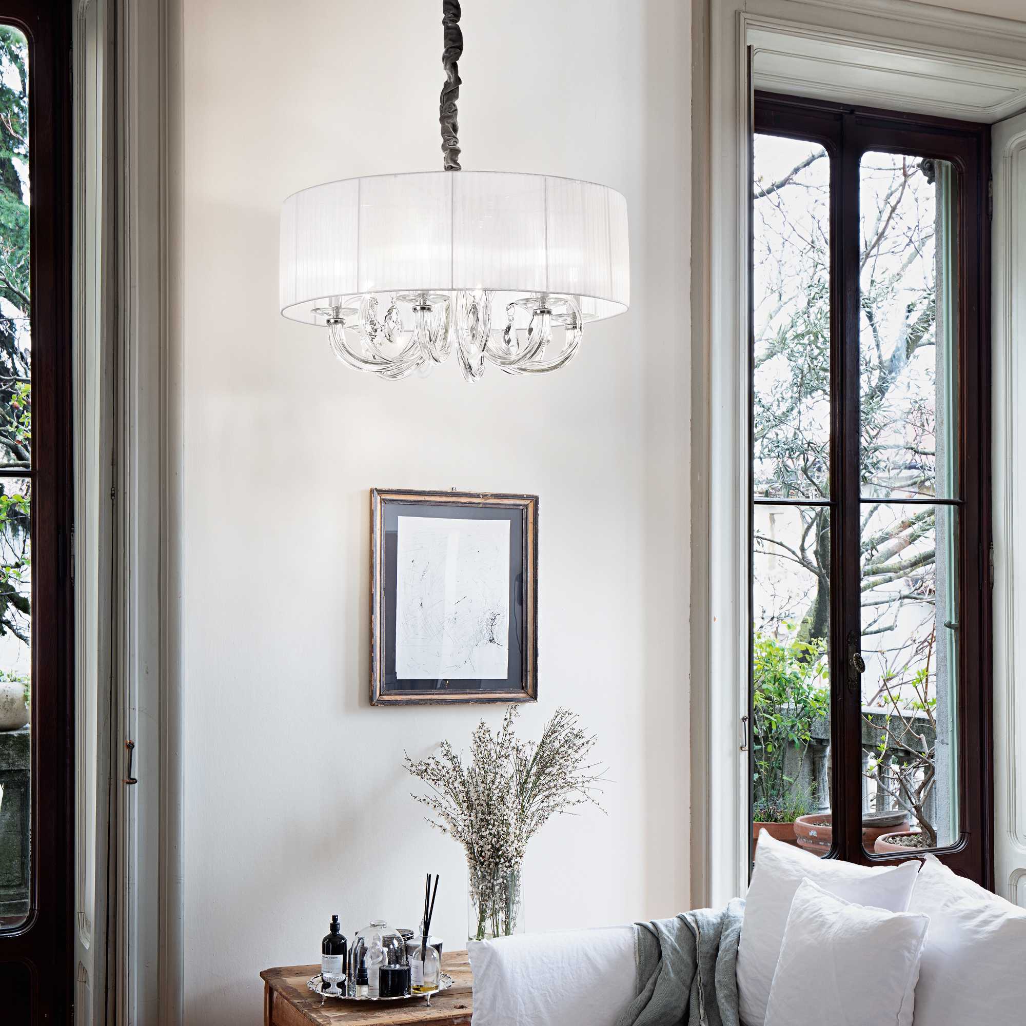 Swan Hanging Shade Light Fitting - White Finish - Cusack Lighting