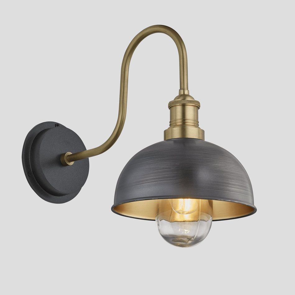 Swan Neck 8" Outdoor Dome Wall Light IP65 - Various Finishes