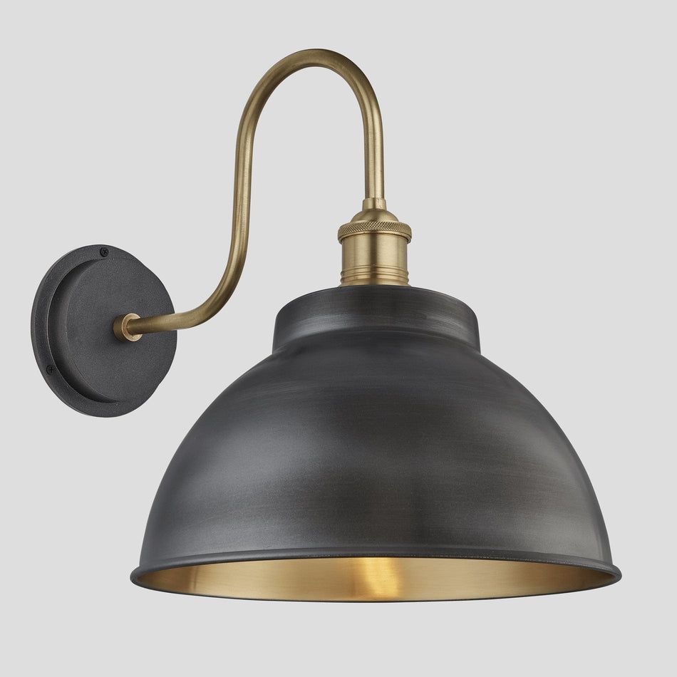 Swan Neck Outdoor Dome Wall Light IP65 - Various Finishes & Various Sizes