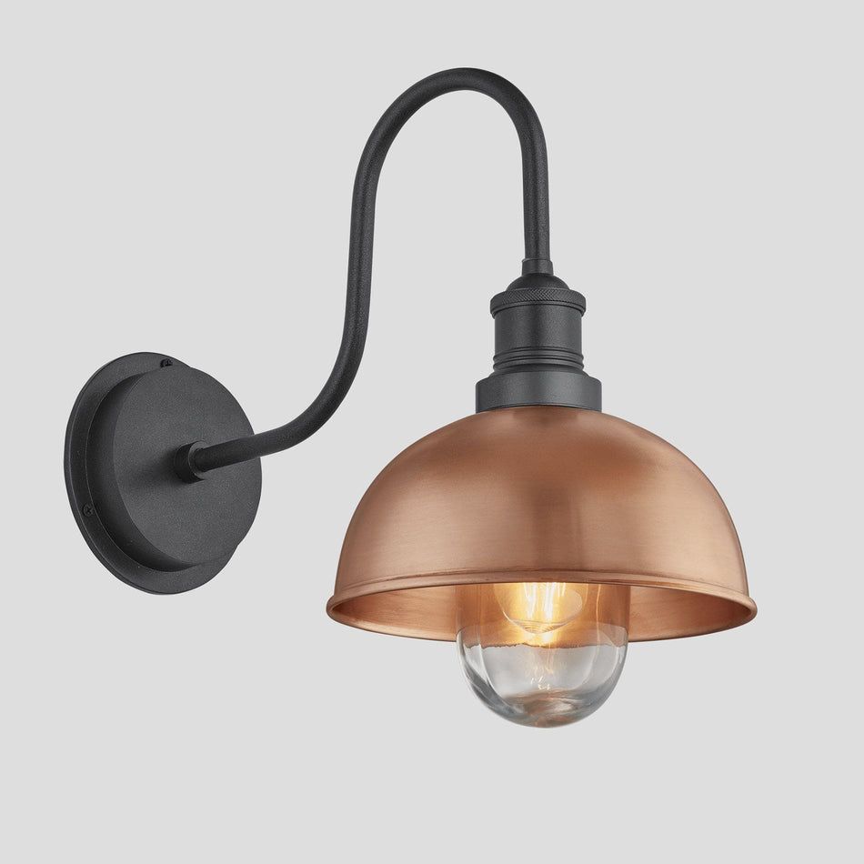 Swan Neck 8" Outdoor Dome Wall Light IP65 - Various Finishes