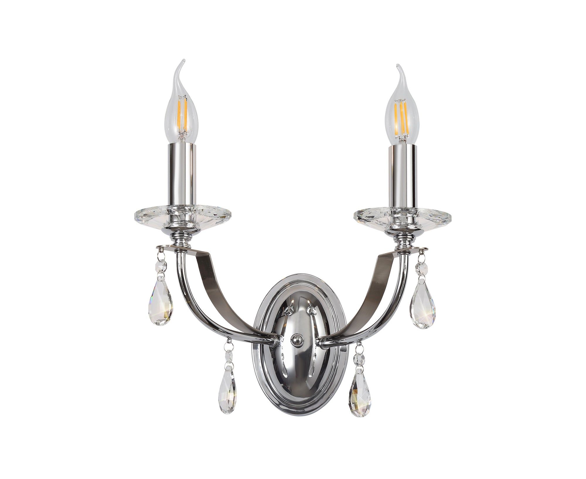 Syne Wall Lamp 1/2 Light E14, Polished Chrome/Satin Nickel/Clear Crystal