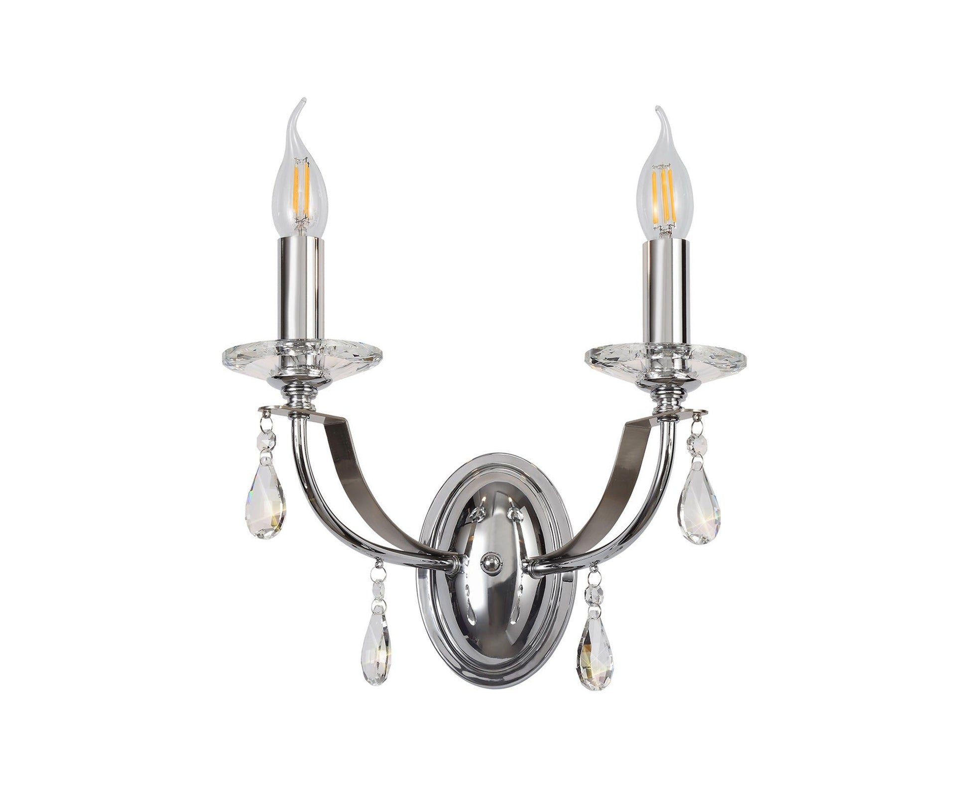 Syne Wall Lamp 1/2 Light E14, Polished Chrome/Satin Nickel/Clear Crystal