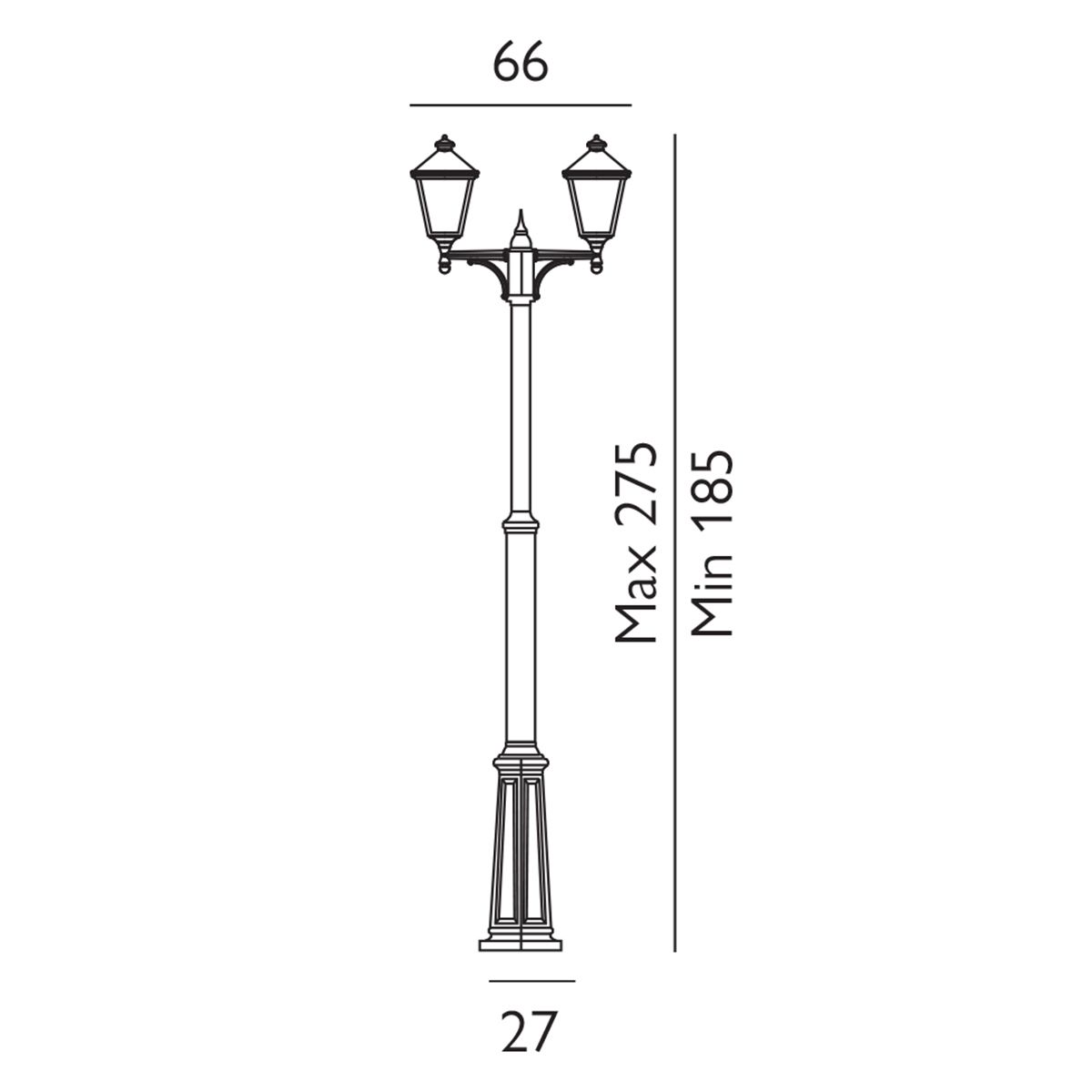 Turin 1/2/3Lt Lamp Post - Black IP54  E27