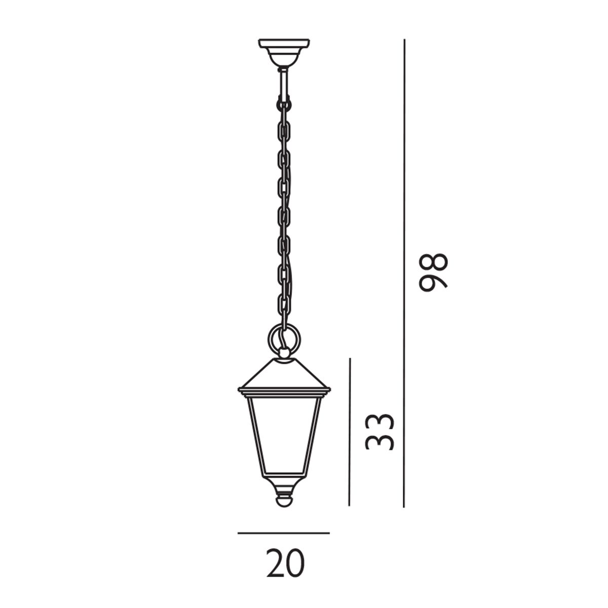 Turin 1 Light Medium/Large Chain Lantern - Black IP54 E27