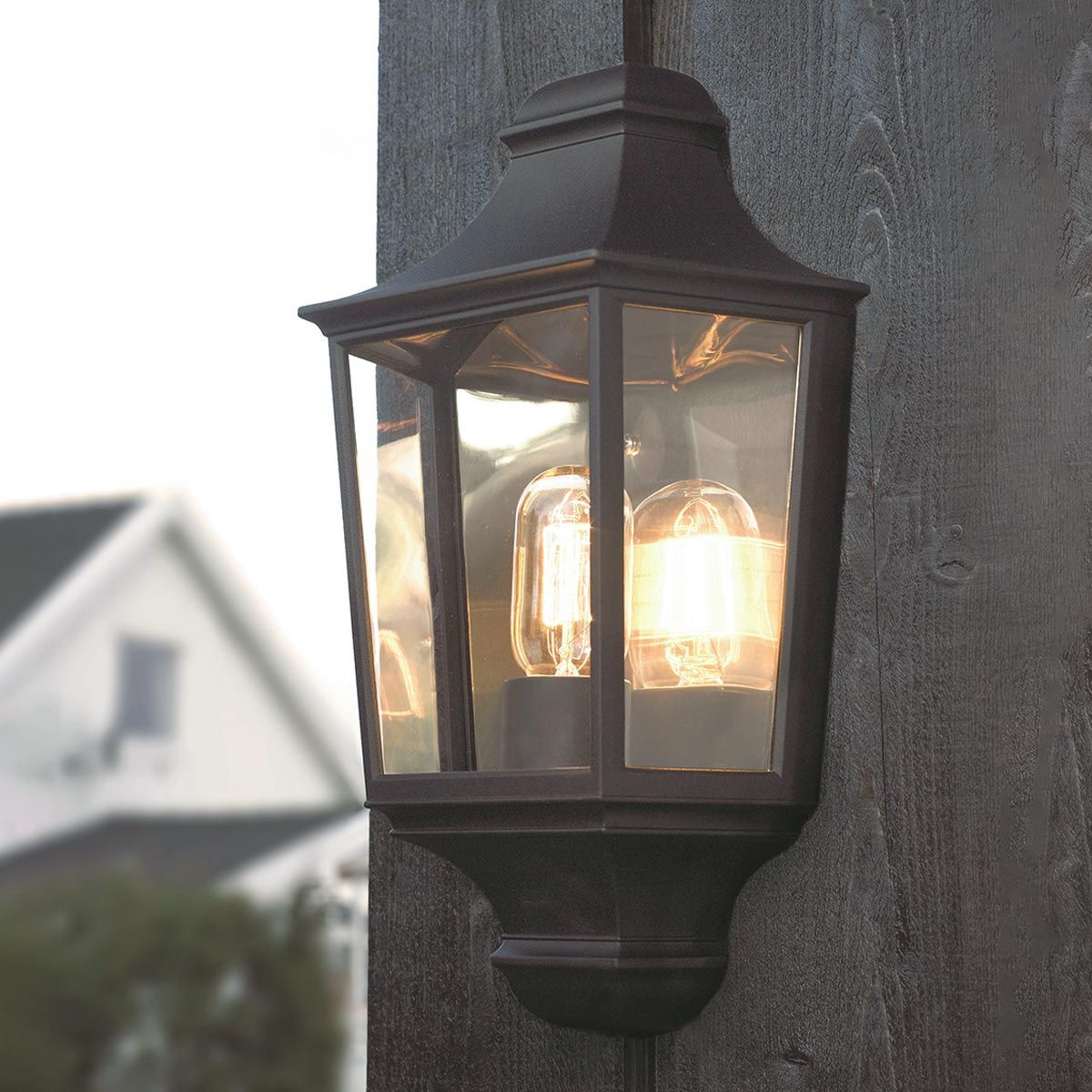Turin 1 Light Half Lantern - Black/White E27 IP54