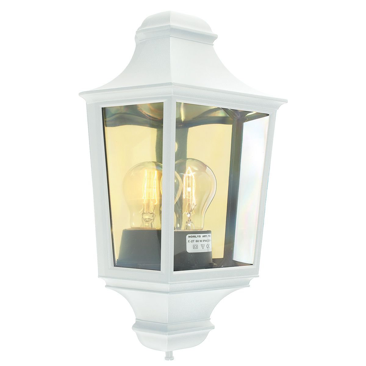 Turin 1 Light Half Lantern - Black/White E27 IP54