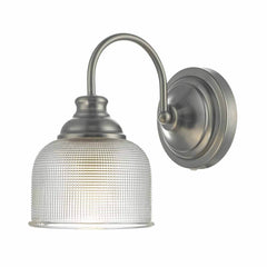 Dar Tack Wall Light Antique Chrome & Textured Glass - Cusack Lighting