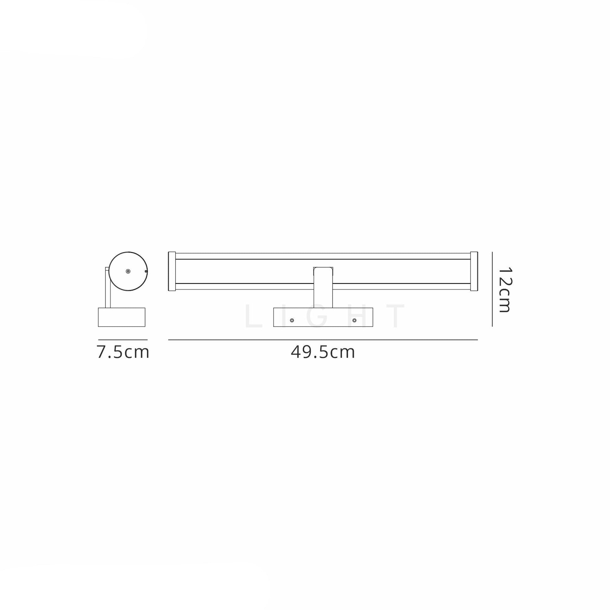 Tahini Wall Lamp Over Mirror, 1 x 12W LED, 4000K, 795lm, IP44, Polished Chrome/Sand Black, 3yrs Warranty
