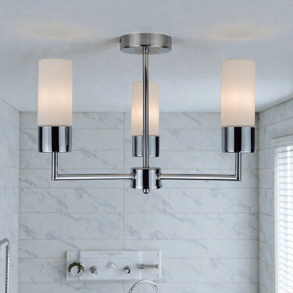 Talia 3/5Lt Bathroom Ceiling Light- Satin Brass/ Polished Chrome Finishes