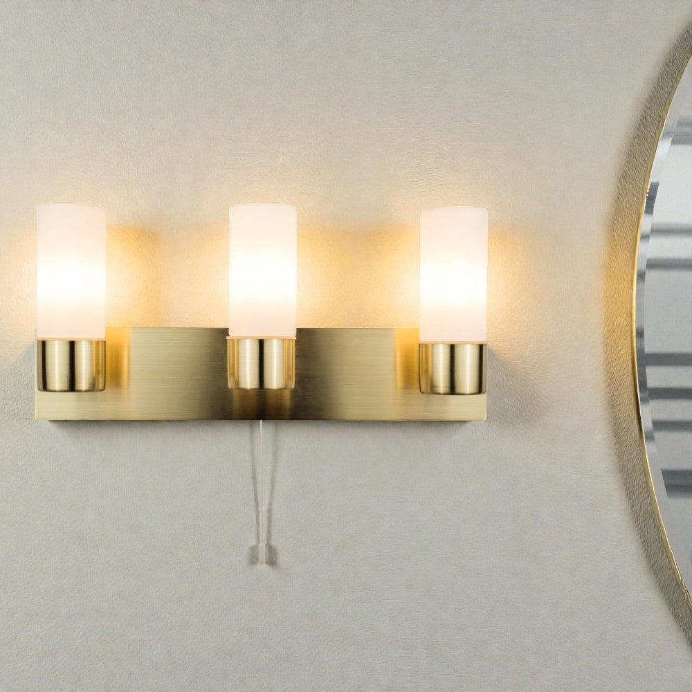 Talia Bathroom Wall Light IP44- Satin Brass/ Polished Chrome Finish