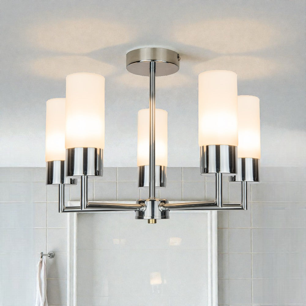 Talia 3/5Lt Bathroom Ceiling Light- Satin Brass/ Polished Chrome Finishes