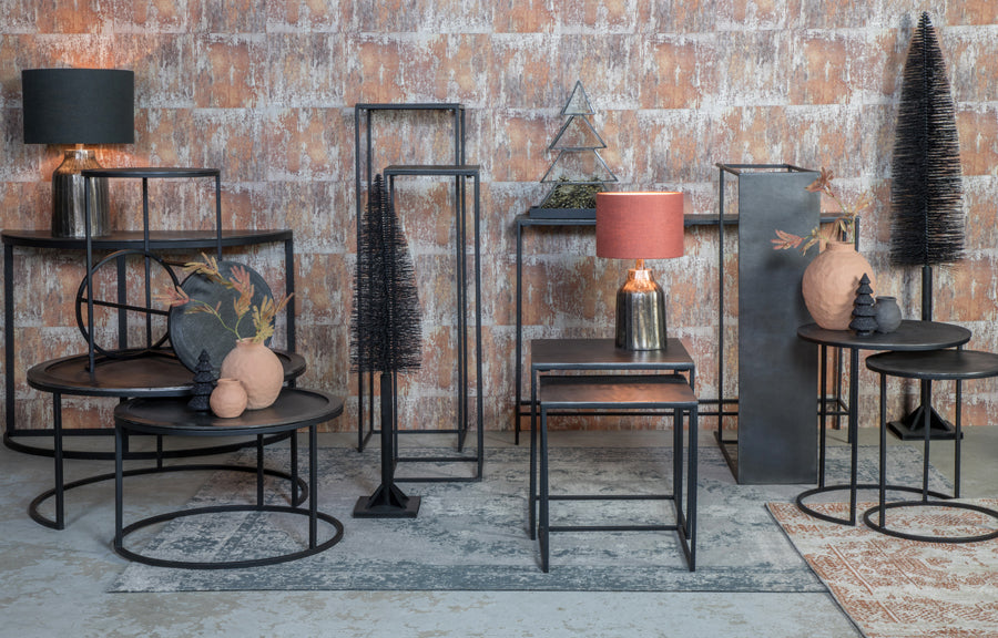 Talca Side Table - Raw Lead Antique Finish