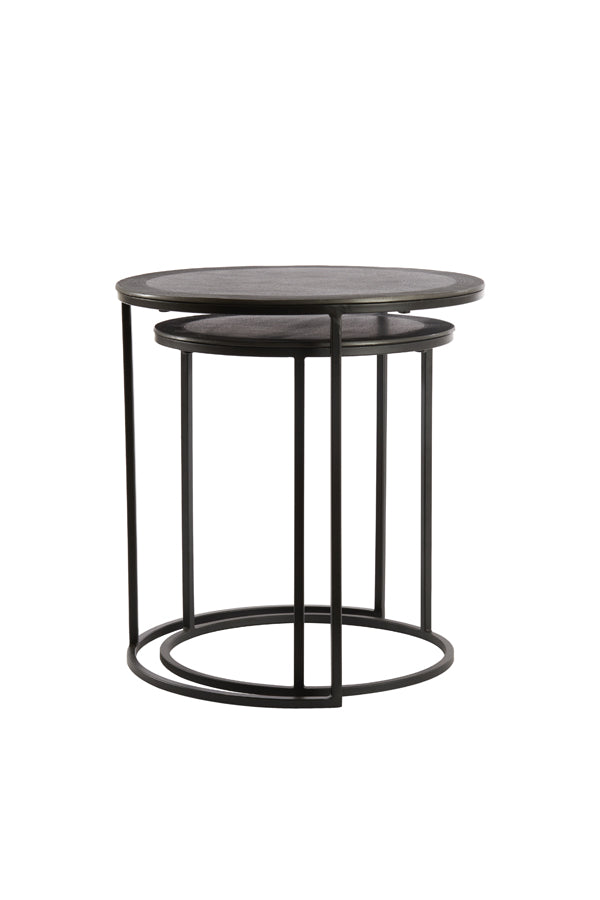 Talca Side Table - Raw Lead Antique Finish