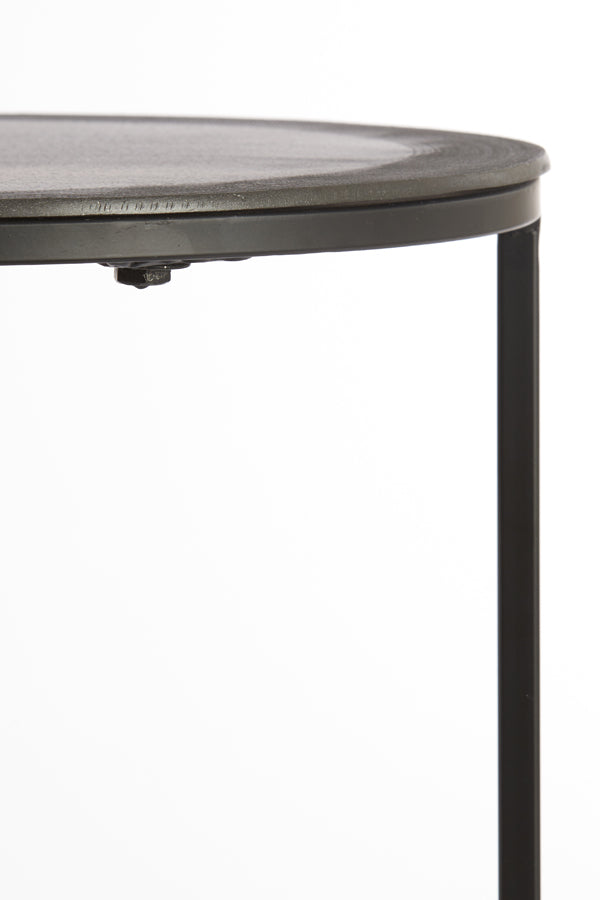 Talca Side Table - Raw Lead Antique Finish