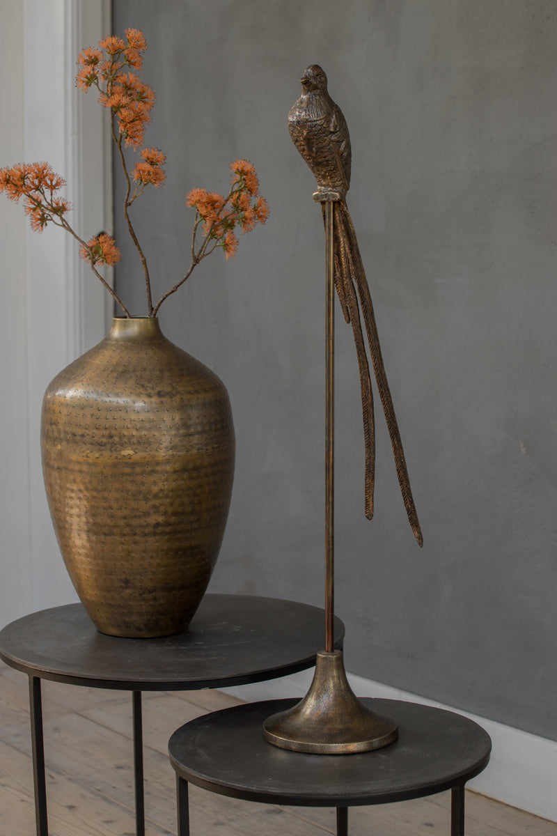 Talca Side Table - Raw Lead Antique Finish