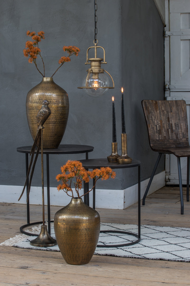 Talca Side Table - Raw Lead Antique Finish