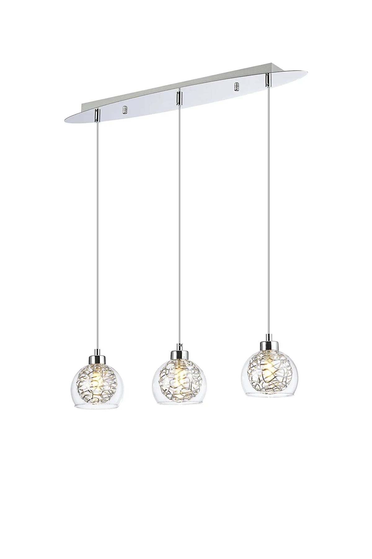 Talia 3/5Lt G9 Linear Pendant, Polished Chrome & Silver/Clear Glass