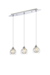 Talia 3/5Lt G9 Linear Pendant, Polished Chrome & Silver/Clear Glass