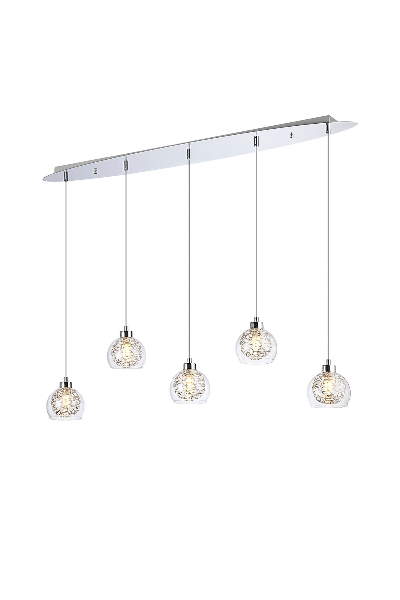 Talia 3/5Lt G9 Linear Pendant, Polished Chrome & Silver/Clear Glass
