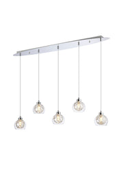 Talia 3/5Lt G9 Linear Pendant, Polished Chrome & Silver/Clear Glass