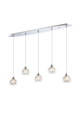 Talia 3/5Lt G9 Linear Pendant, Polished Chrome & Silver/Clear Glass