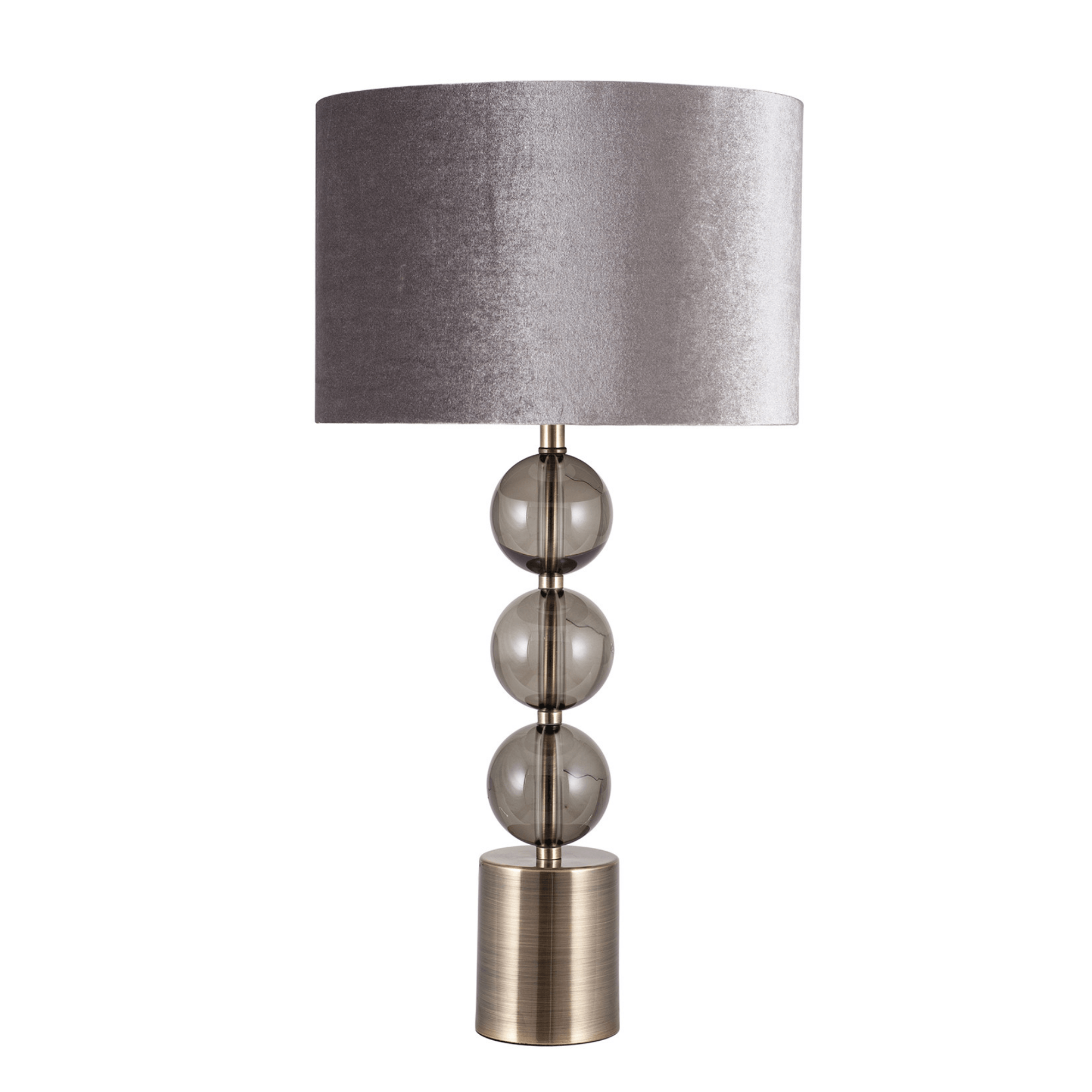 Tall Table Lamp- Brushed Silver and Clear Glass & Antique Brass and Smoke Glass