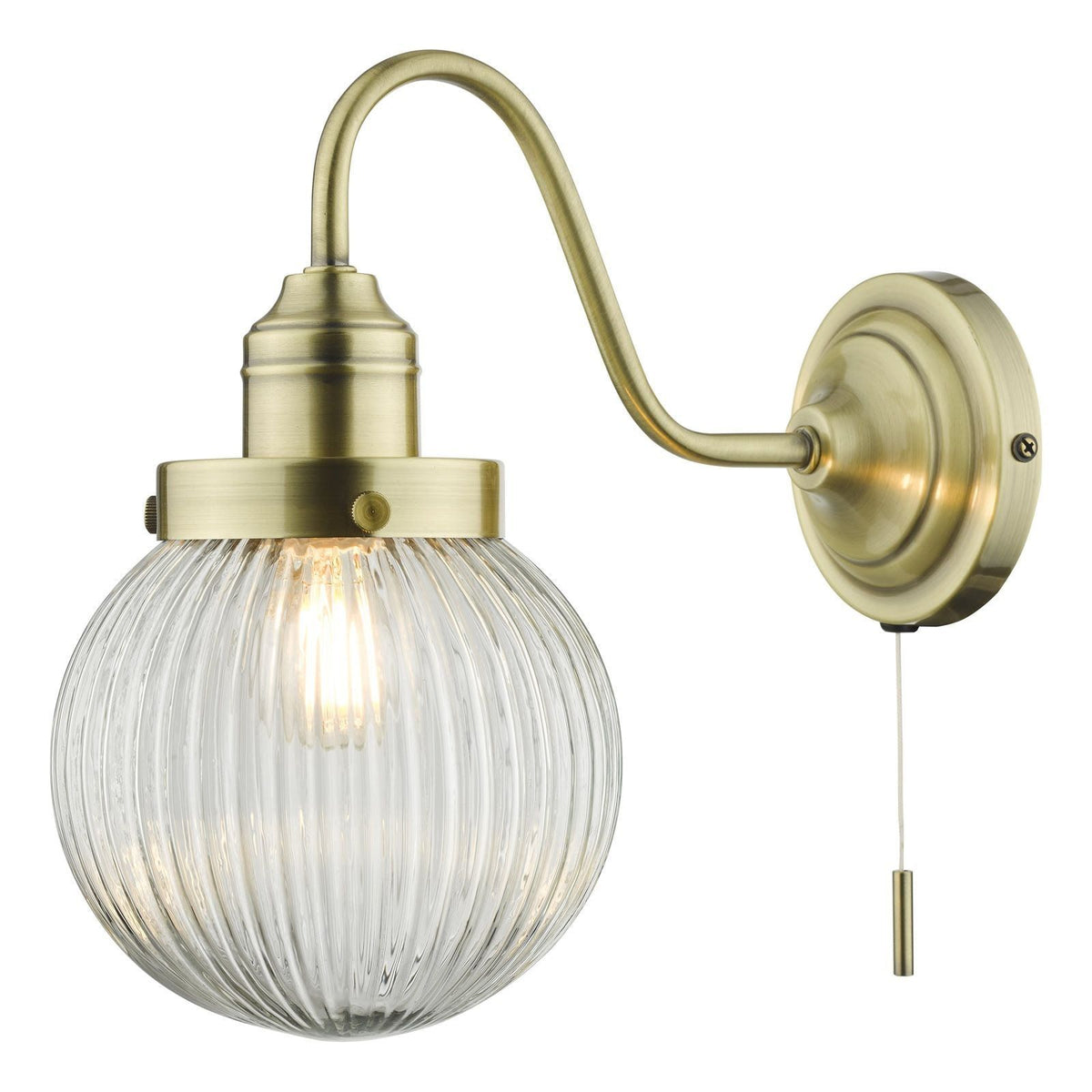 Dar Tamara Wall Light Satin Nickel & Ribbed Glass