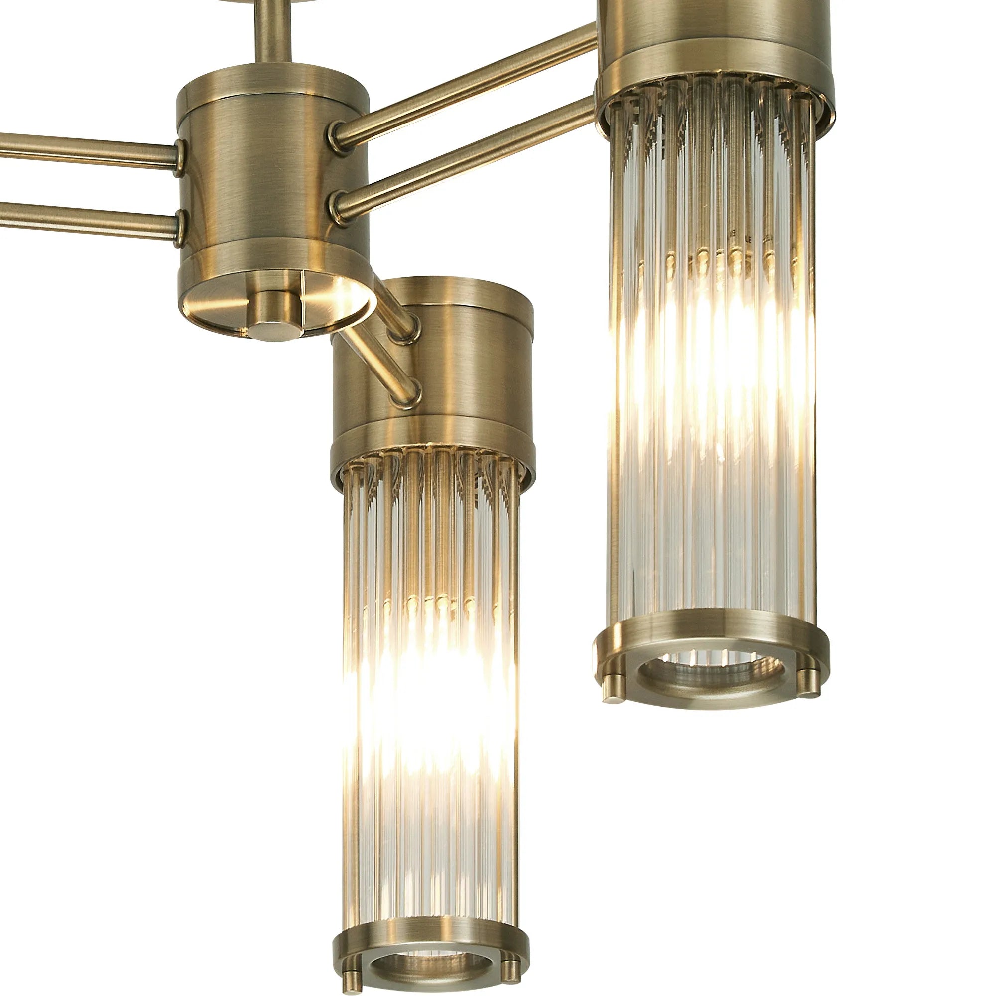 Gwen 3 Light Glass Rod Semi Flush, E14, IP44- Various Finishes