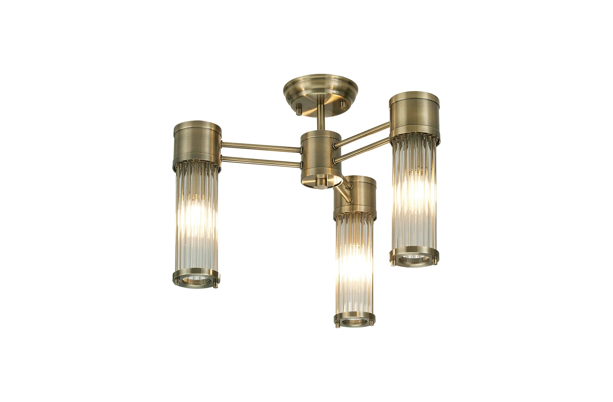 Gwen 3 Light Glass Rod Semi Flush, E14, IP44- Various Finishes