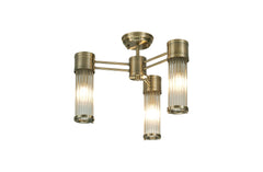 Gwen 3 Light Glass Rod Semi Flush, E14, IP44- Various Finishes