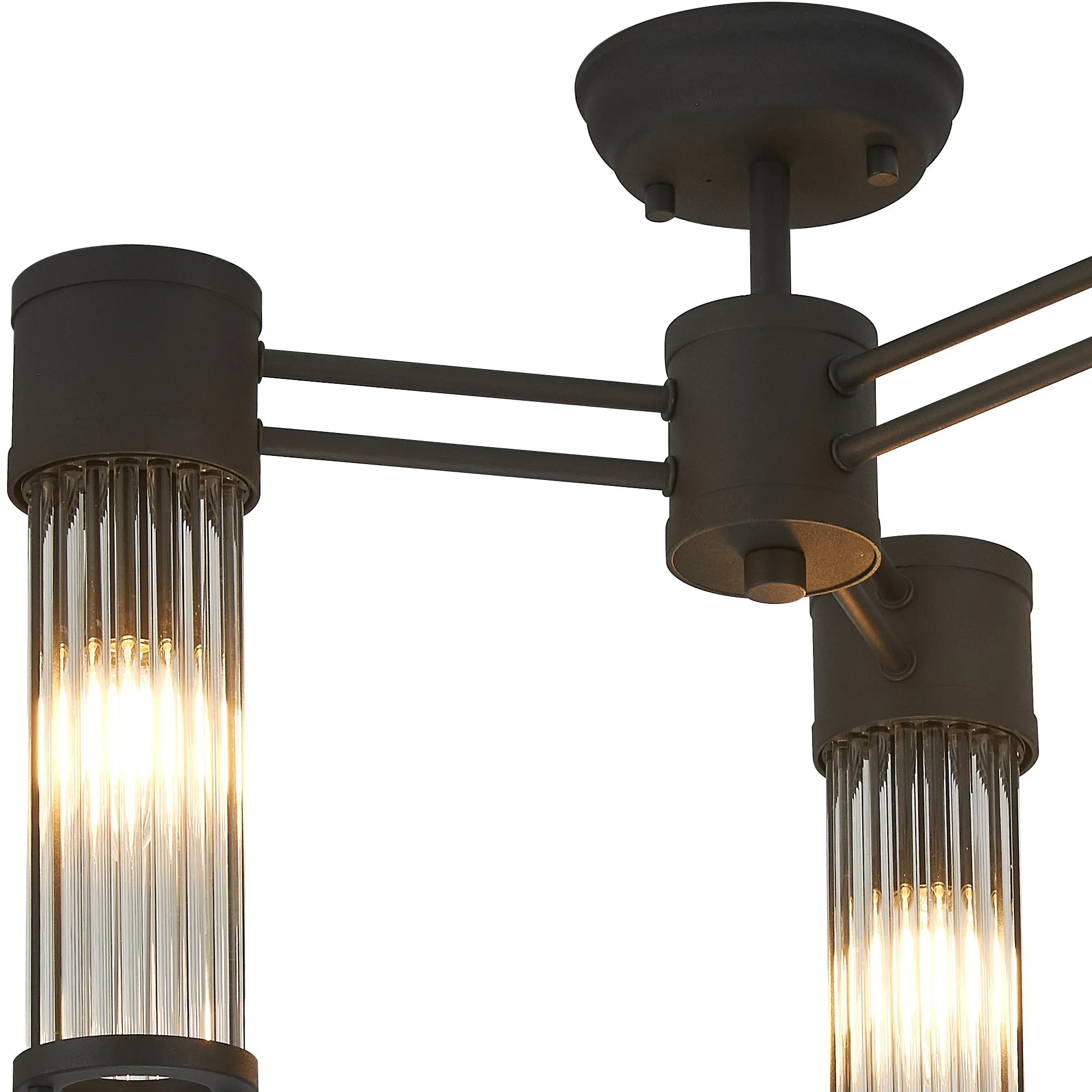 Gwen 3 Light Glass Rod Semi Flush, E14, IP44- Various Finishes
