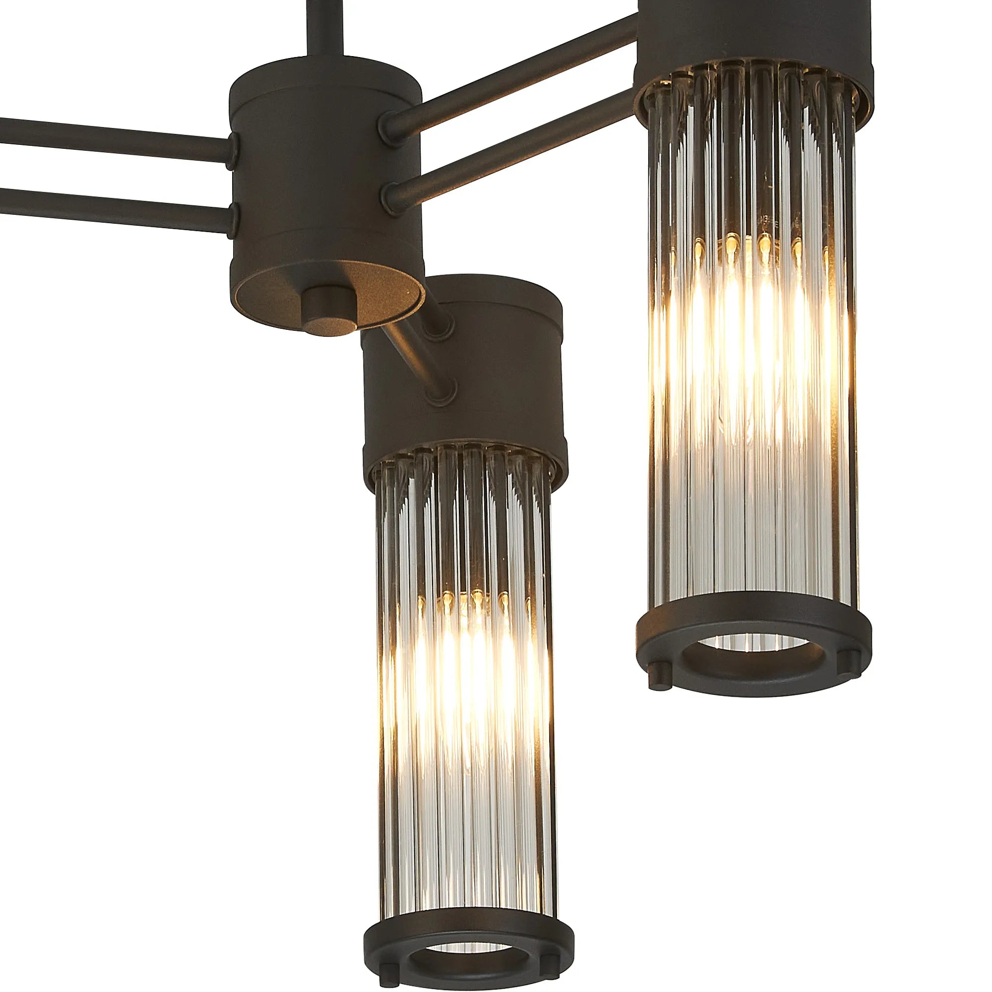 Gwen 3 Light Glass Rod Semi Flush, E14, IP44- Various Finishes
