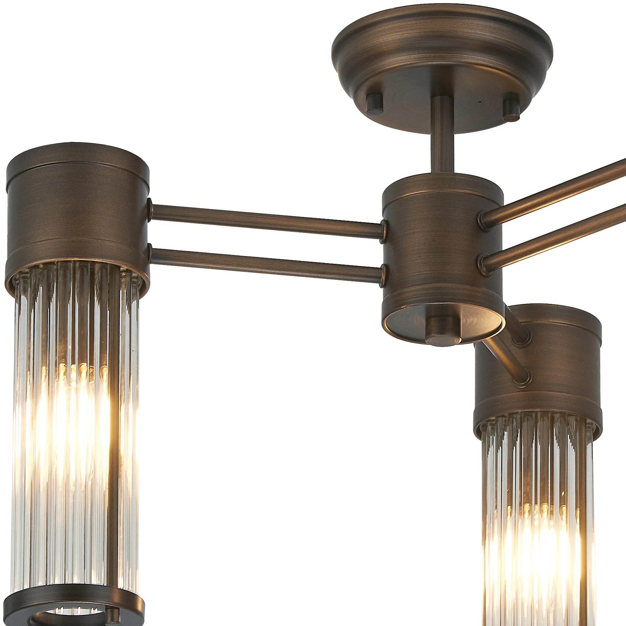 Gwen 3 Light Glass Rod Semi Flush, E14, IP44- Various Finishes