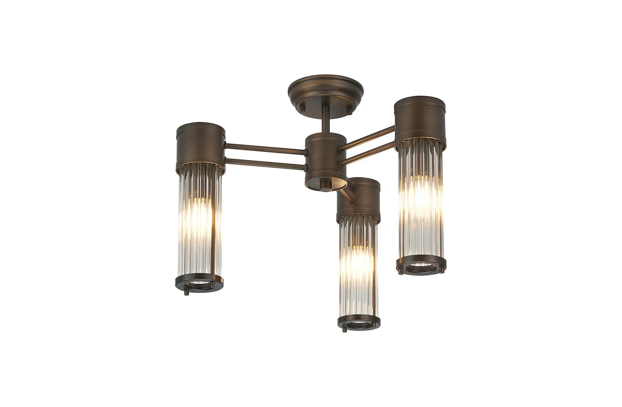 Gwen 3 Light Glass Rod Semi Flush, E14, IP44- Various Finishes