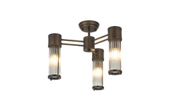 Gwen 3 Light Glass Rod Semi Flush, E14, IP44- Various Finishes