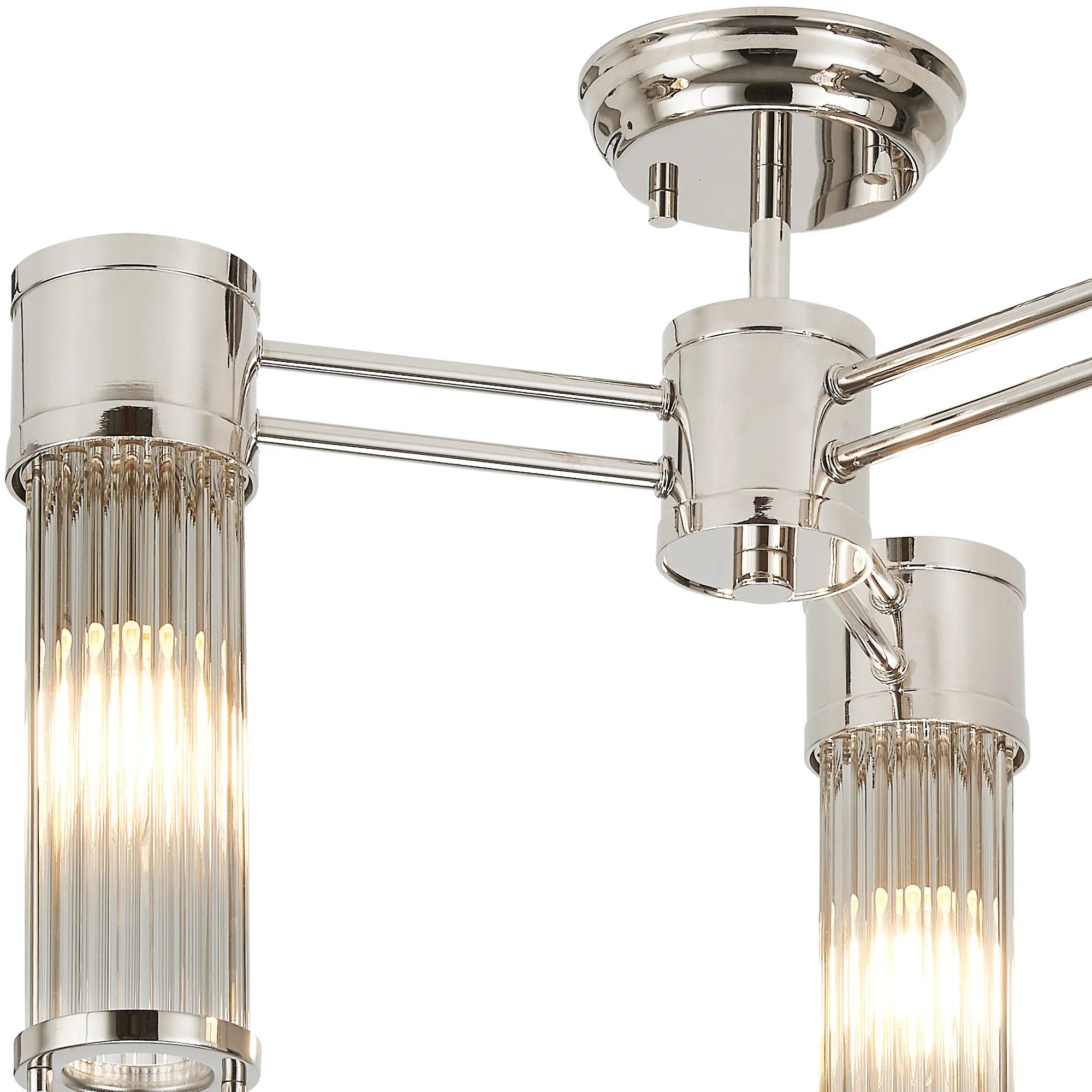 Gwen 3 Light Glass Rod Semi Flush, E14, IP44- Various Finishes