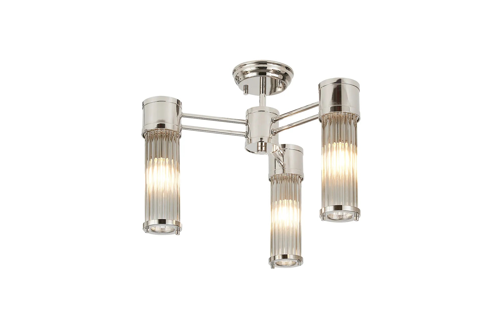 Gwen 3 Light Glass Rod Semi Flush, E14, IP44- Various Finishes