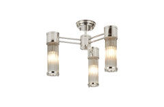 Gwen 3 Light Glass Rod Semi Flush, E14, IP44- Various Finishes