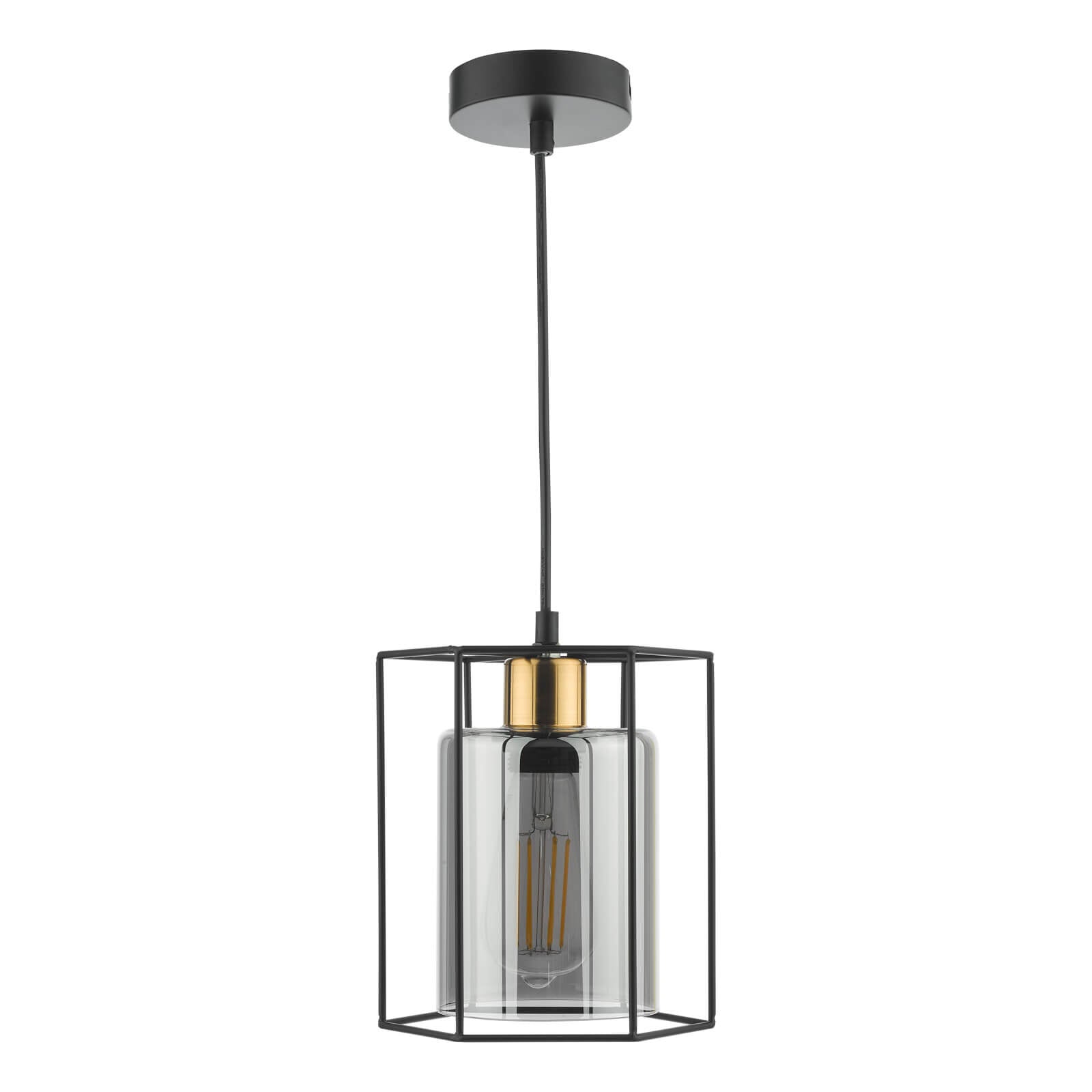 Tatum Pendant Matt Black and Smoked Glass