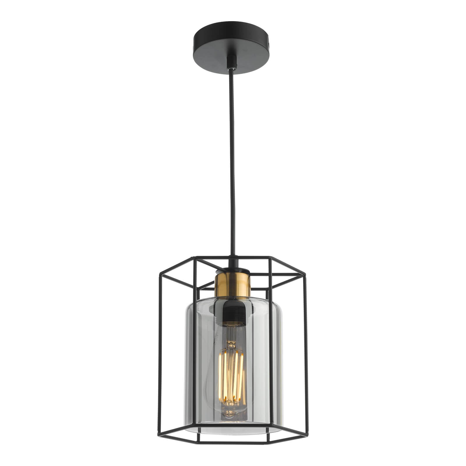 Tatum Pendant Matt Black and Smoked Glass