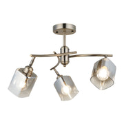 Taylor 3/6Lt Semi Flush, Antique Brass/Polished Chrome