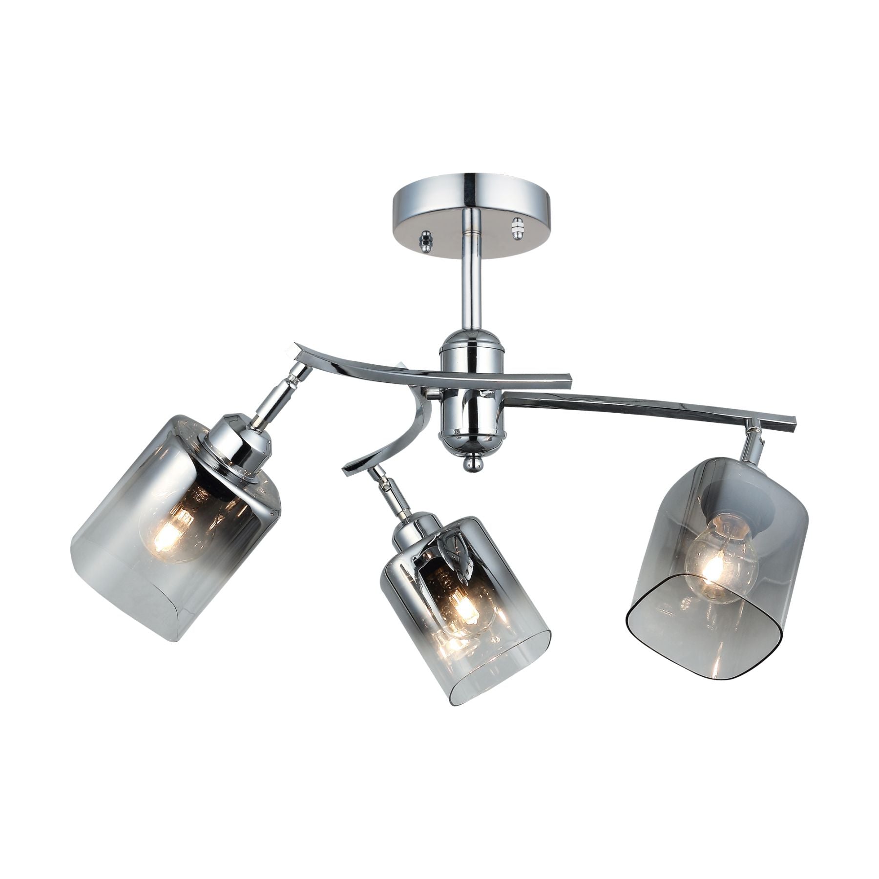 Taylor 3/6Lt Semi Flush, Antique Brass/Polished Chrome