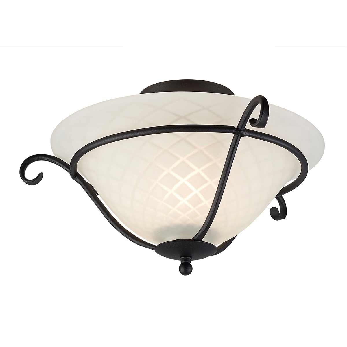 Torchiere 1 Light Flush - Black/ Opal Etched Glass E27